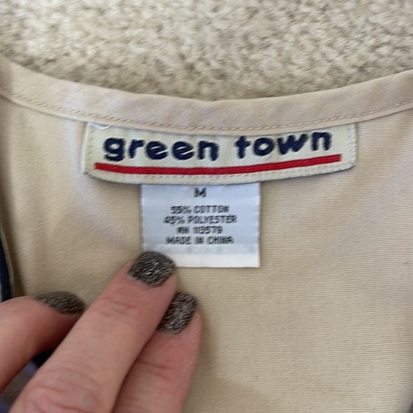 Green Town Taupe & Black Embroidered Top With Bottoms Scrub Set Size Medium - Picture 9 of 15